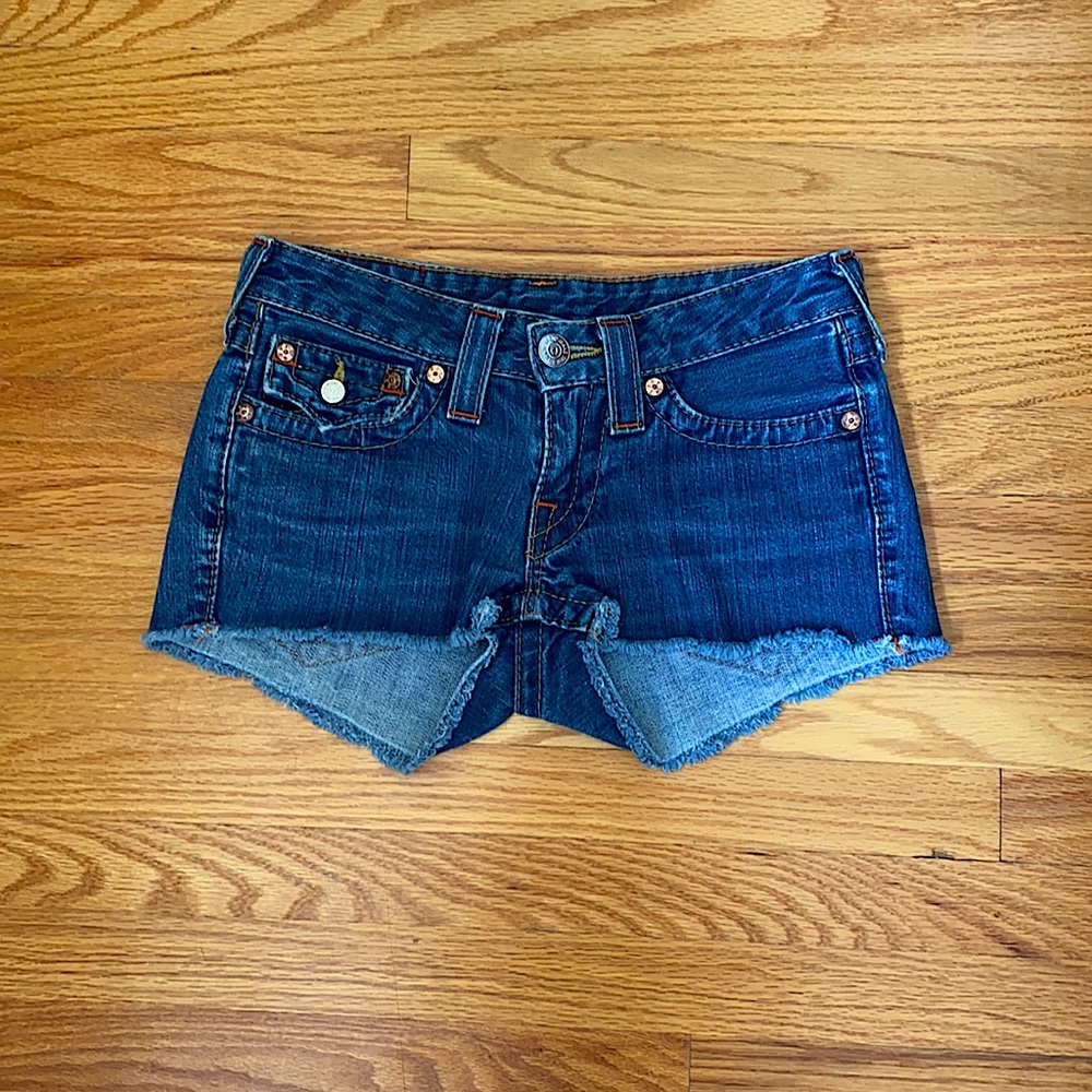 True Religion Daisy Frayed Hem Row Seat Shorts